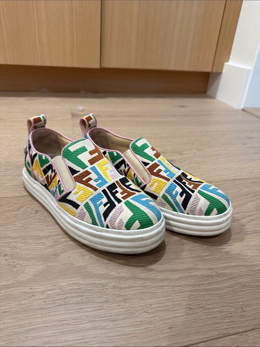 Designer Multicolor Embroidered Slip-On Sneakers - Women